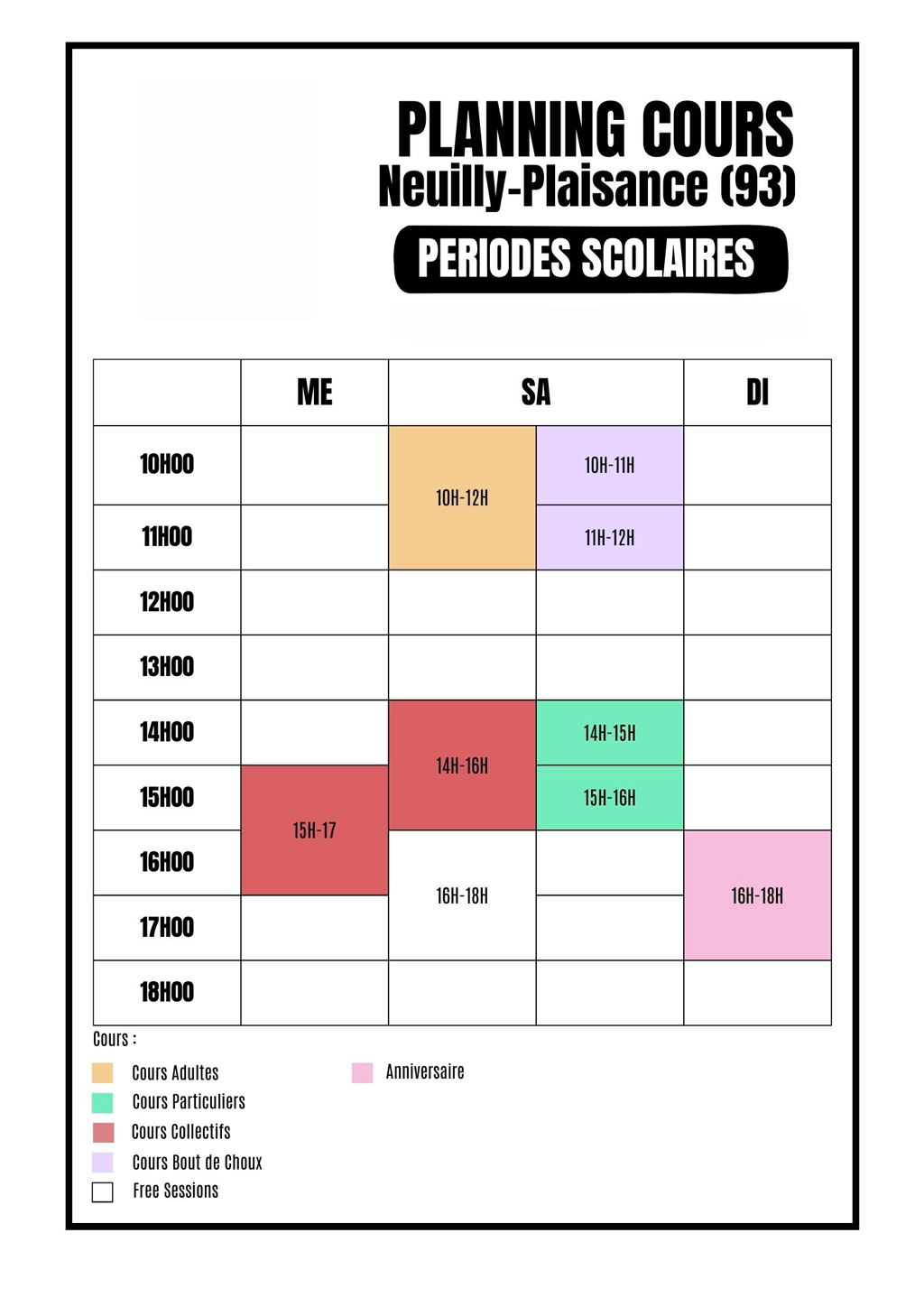 Planning cours